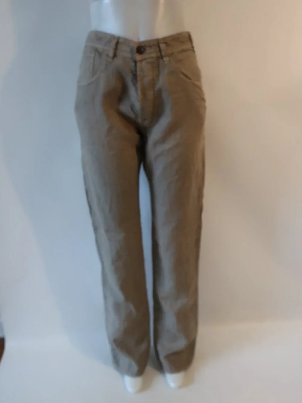 NWT Mens Paul Smith Jeans Olive (Item- 112) Pure Linen Button-Fly Pant 32